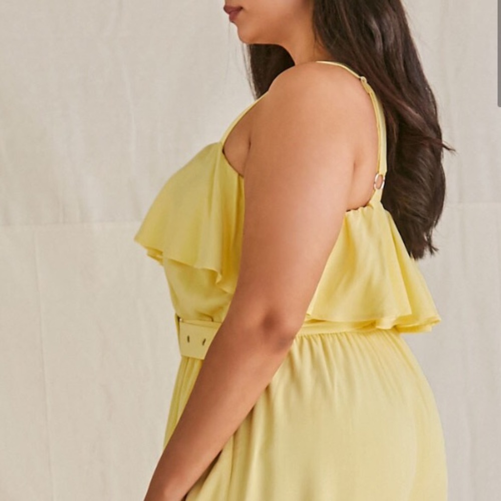 BLACK 0X Forever 21 Plus Size Ruffled & Wide Leg Jumpsuit - Picture 5 of 16